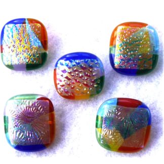 rainbow brooch dichroic fused glass