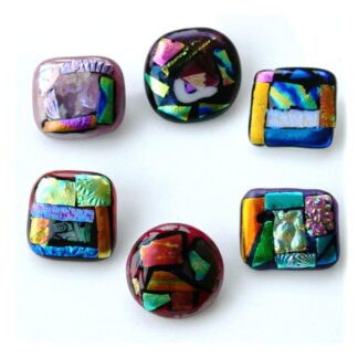 dichroic Brooch set fused glass handmade 1 011 034 049 089 093 094