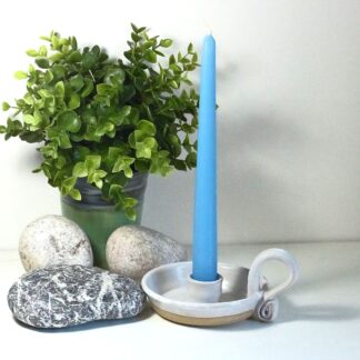 White_Candleholder_Wee_WIlly_Winky_Stoneware_Ceramic_Handmade_UK