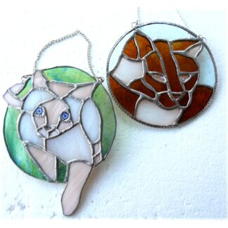 Cat stained glass suncatcher siamese ginger