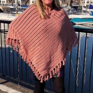 A-Peach-Cotton-Poncho-With-A-Fringe
