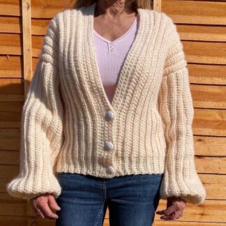 A-Cream-Balloon-Sleeve-Crochet-Cardigan