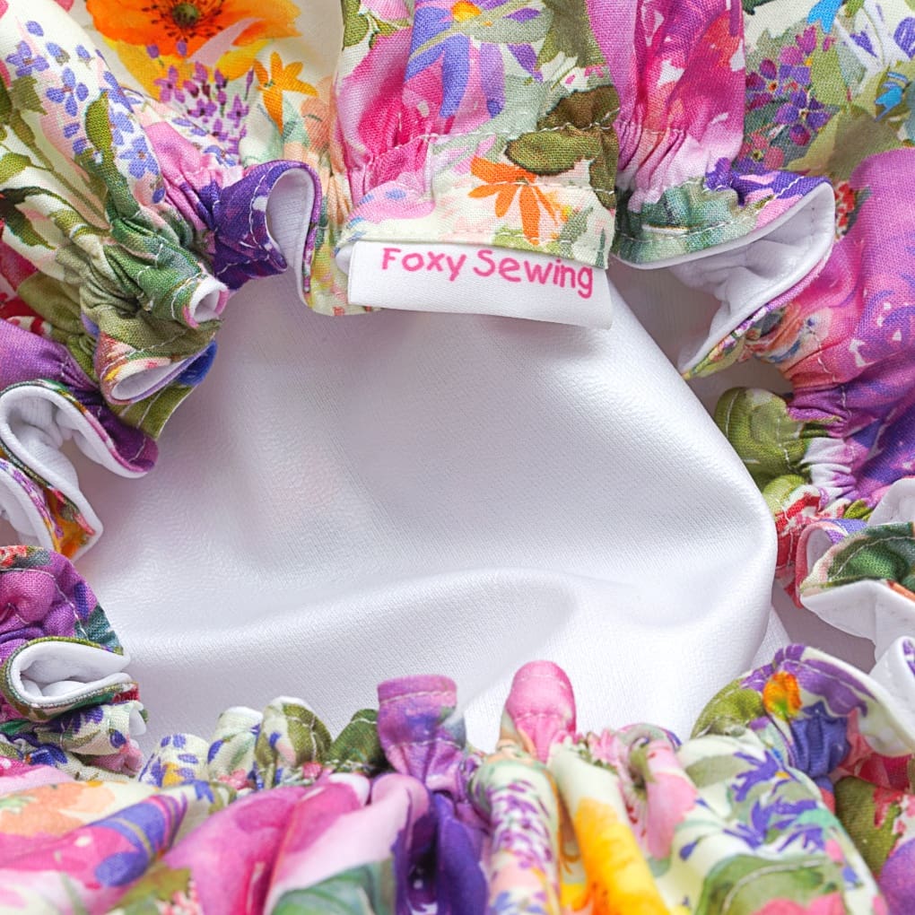 Pink and Purple Floral Luxury Shower Cap - Image 3