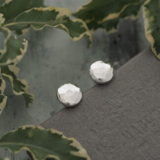 Argentium Sterling Silver Hammered Faceted Pebble Stud Earrings