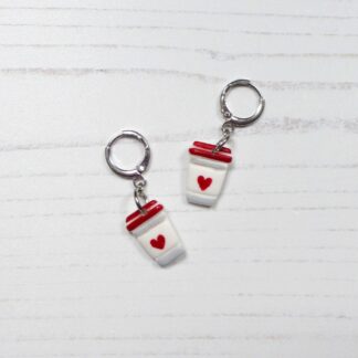 Mini Hearts coffee cup earrings, Valentine's Day