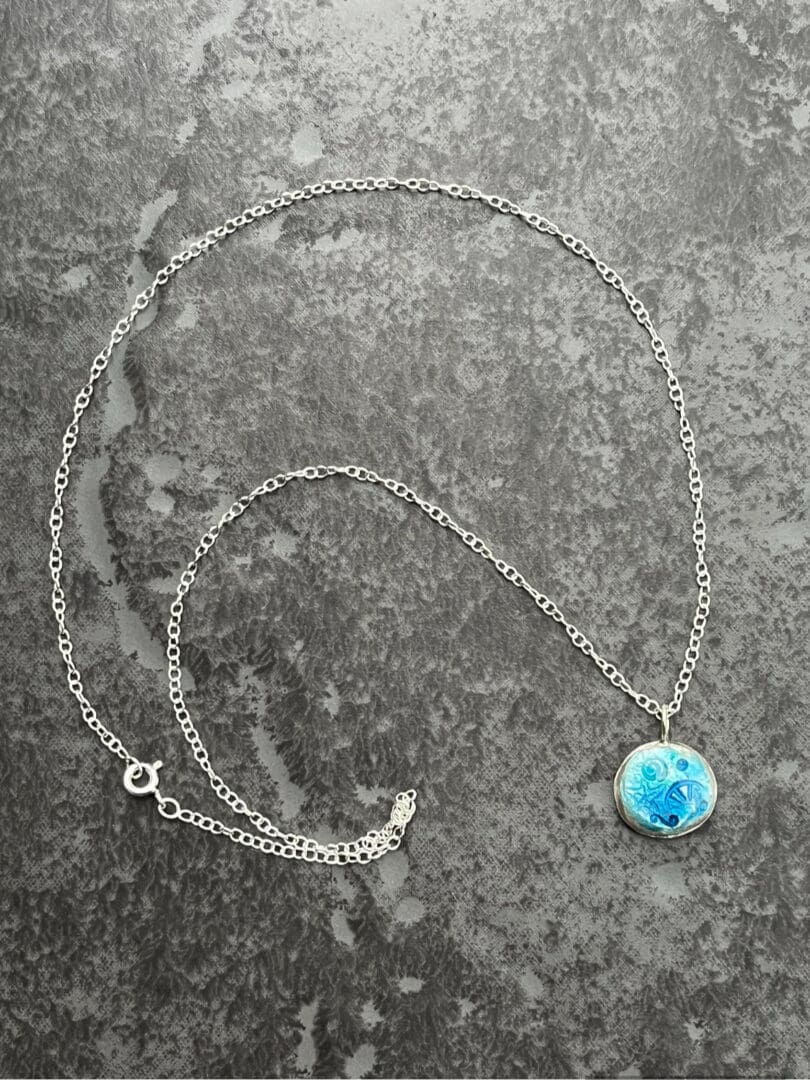 Blue Enamel Pebble Pendant - Image 3