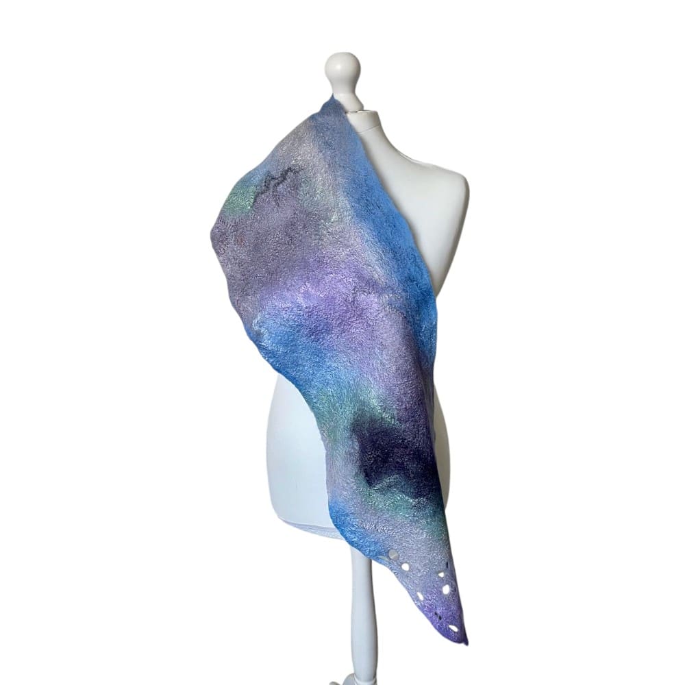 Winter: Merino Wool Felt Scarf Silver Grey Handmade - Image 6