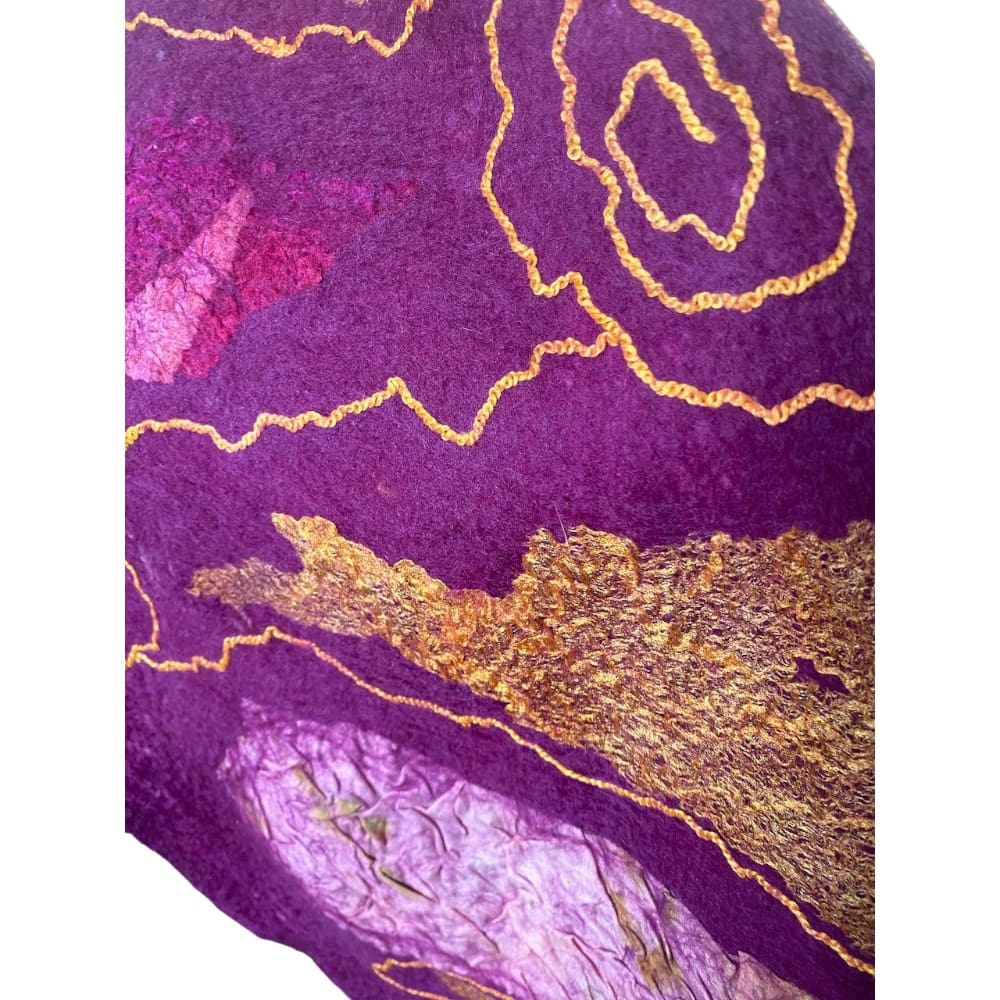 Damson Gold Merino Wool and Silk Handmade Felt Scarf - Image 8