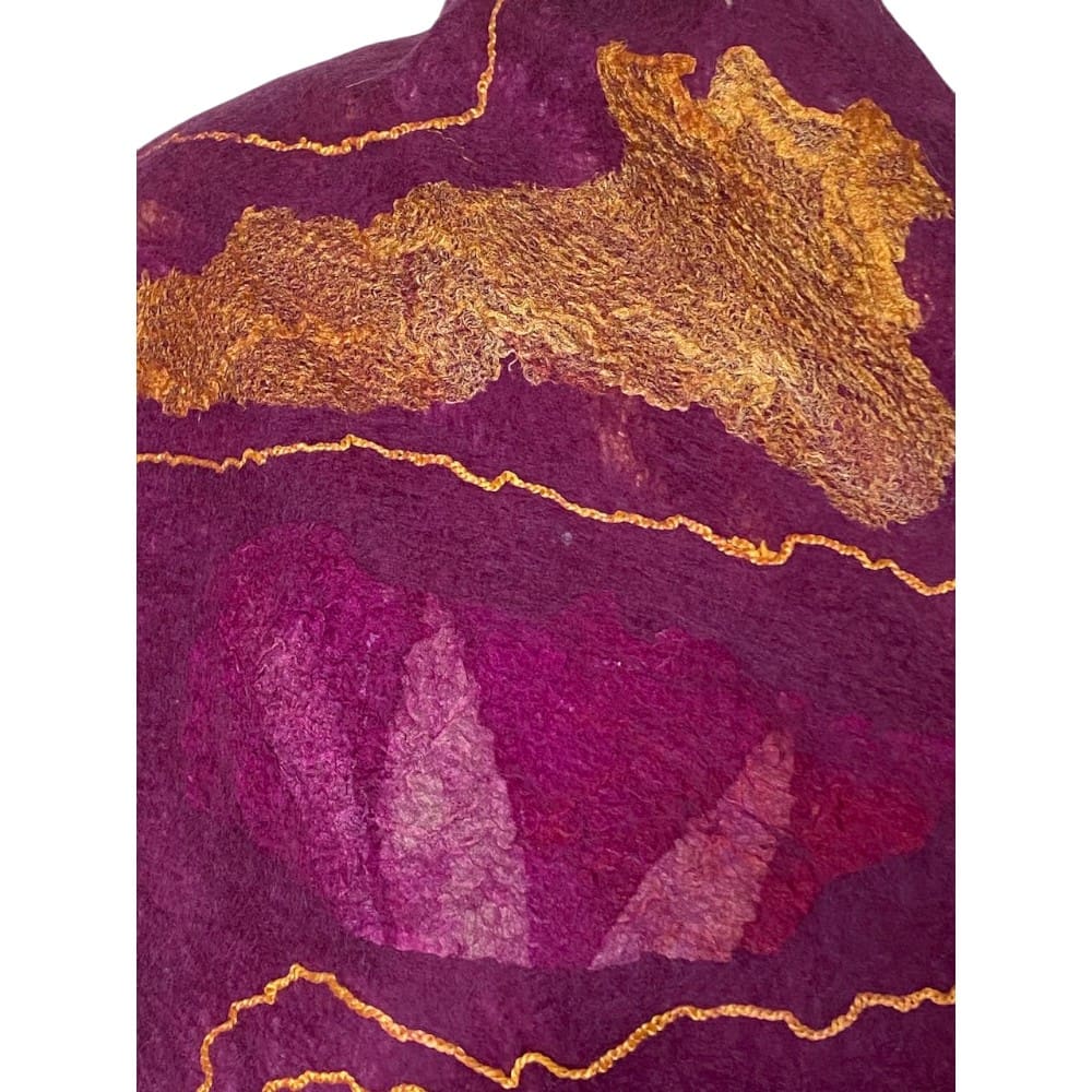 Damson Gold Merino Wool and Silk Handmade Felt Scarf - Image 9