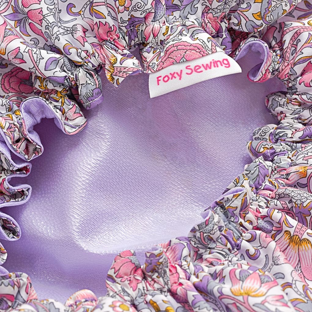 Liberty Print Pink and Mauve Luxury Shower Cap - Image 3