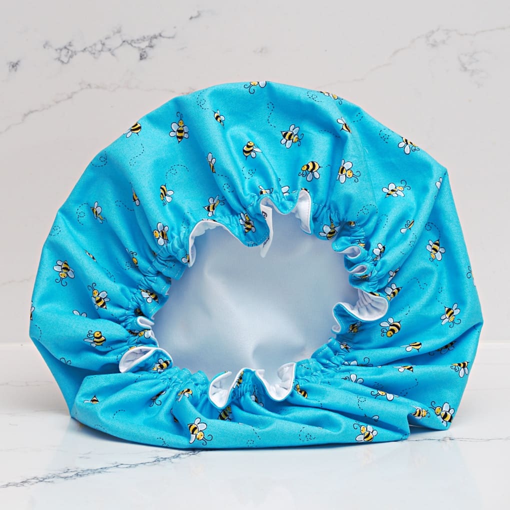 Mother and Child Matching Bee Print Luxury Shower Caps - Image 4