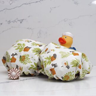 Mother and Child Matching Cat Print Shower Cap