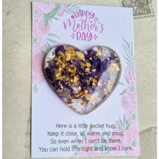 Mothers day - pocket hug - dried flowers purple