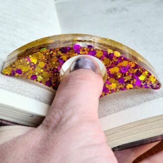 Page holder - resin - gold and purple glitter