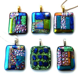 dichroic patchwork fused glass pendant luxury