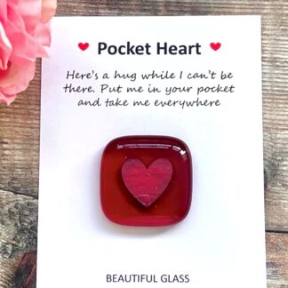 Handmade fused glass hug pocket hug