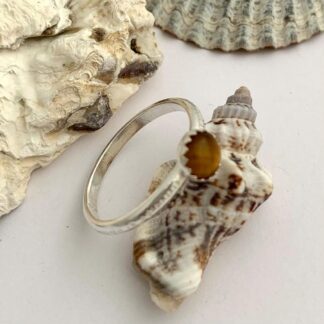 Tigers eye gemstone 925 sterling silver stacking ring 6