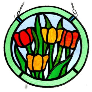Tulip ring flower floral stained glass art suncatcher
