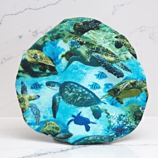 Blue and Green Turtle Print Luxury Shower Cap