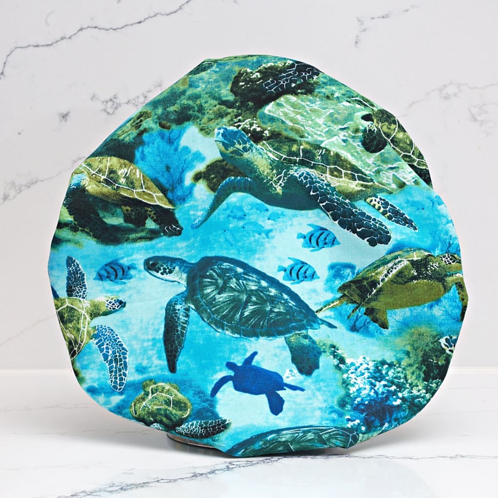 Blue and Green Turtle Print Luxury Shower Cap