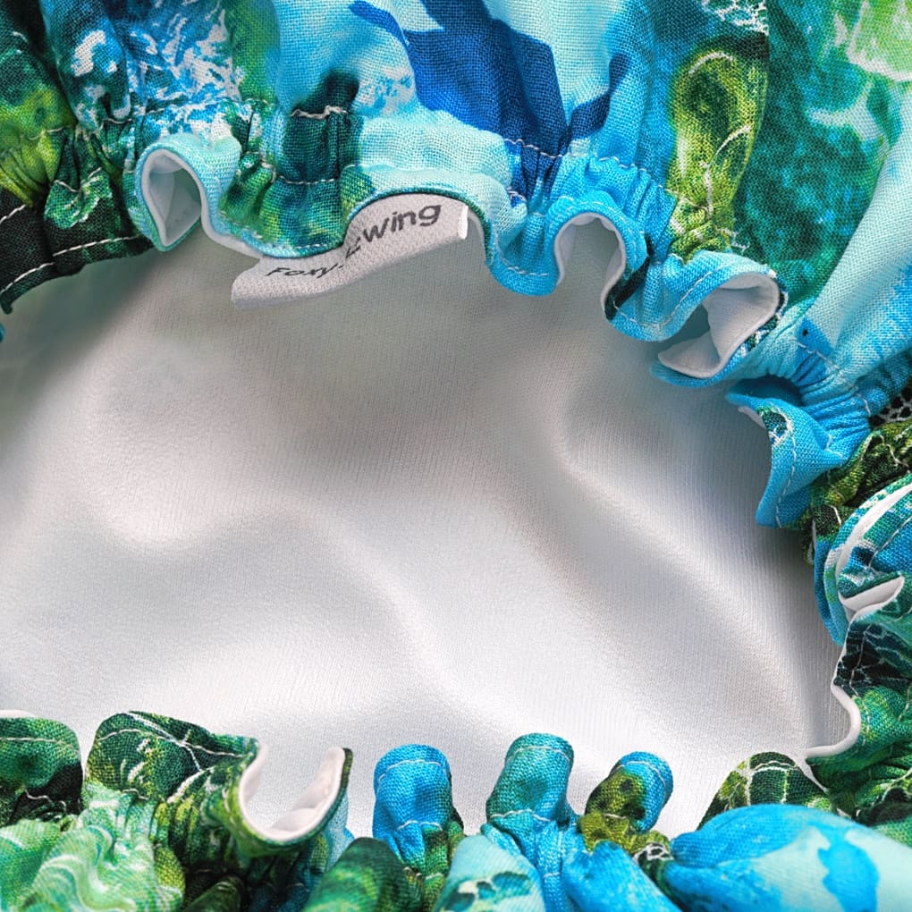 Blue and Green Turtle Print Luxury Shower Cap - Image 3