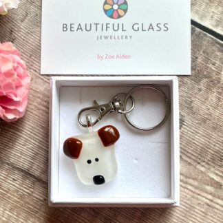 Handmade-Fused-Glass-Dog-Keyring