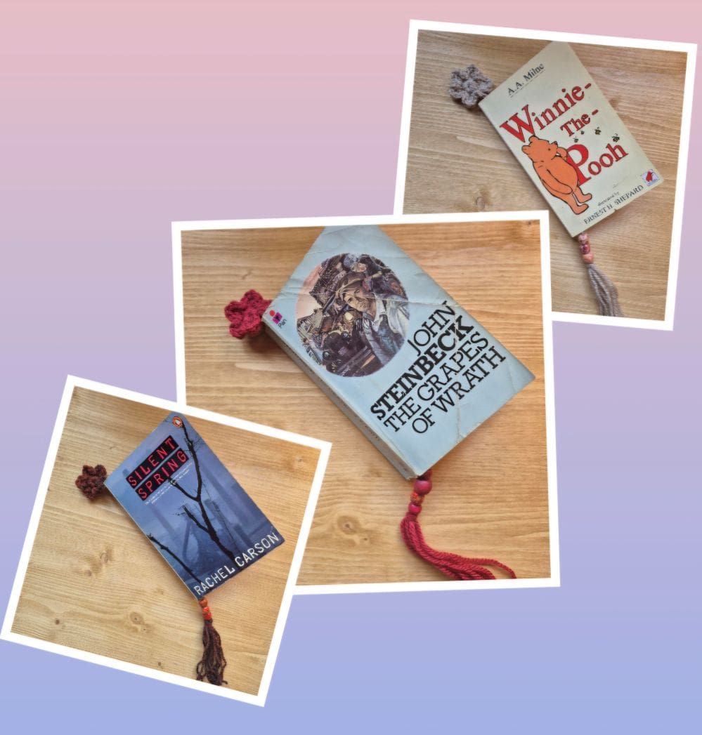 crochet bookmark collage