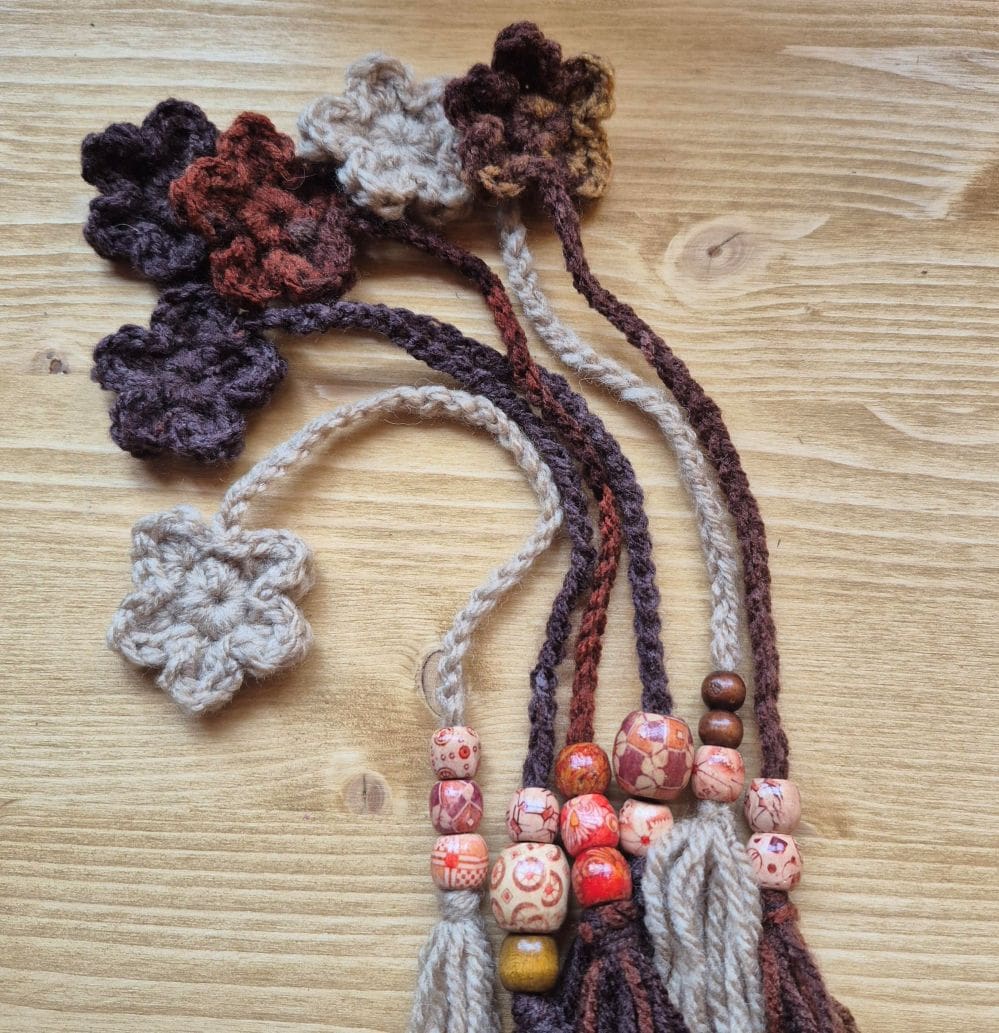 crocheted bookmarks browns