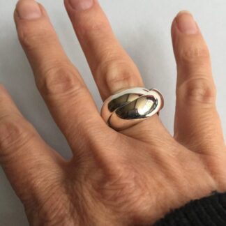Sterling Silver 2 Band Rolling Ring – Chunky Interlocking Crossover Ring – Handmade Statement Wedding Ring – Size R
