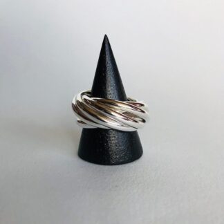 Sterling Silver 8 Band Rolling Ring – Chunky Interlocking Stacking Ring – Handmade Statement Silver Ring – Size U ½