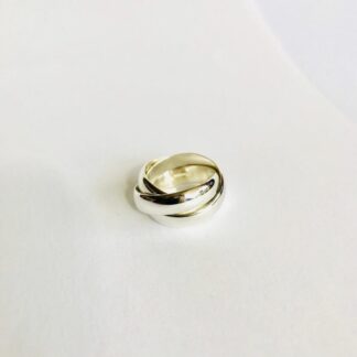 Sterling Silver 3 Band Rolling Ring – Chunky Interlocking Russian Wedding Ring – Handmade Triple Band Ring