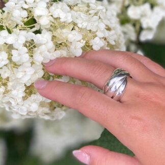 Sterling Silver 5 Band Rolling Ring – Handmade Chunky Interlocking Ring – Size R - Wide Solid Silver Statement Ring – UK Crafted Jewellery