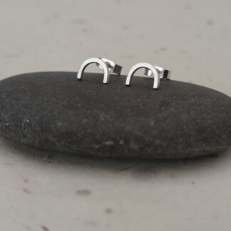recycled sterling silver arch shaped wire stud earrings