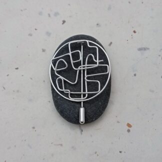recycled sterling silver shaped wire round brooch