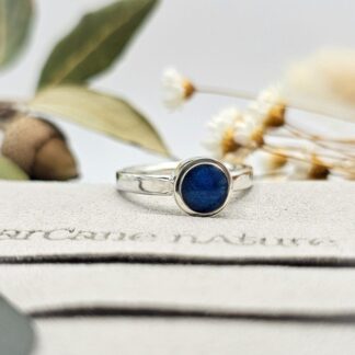 Keepsake Round Domed Resin Ring Handcrafted in Recycled Sterling Silver with Heavy Bezel