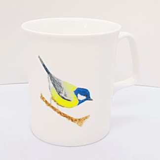 Blue tit art fine china mug and coaster duo - Mug Only