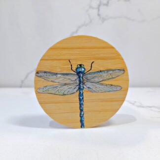 Hand Painted Dragonfly Bamboo Pocket / Handbag Mirror