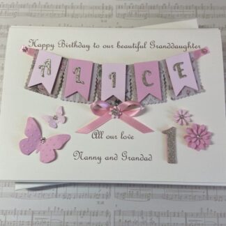 Personalised 1st Birthday Card Handmade Gift Boxed Granddaughter Daughter Niece Keepsake