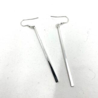 Sterling silver long drop earrings with polished finish