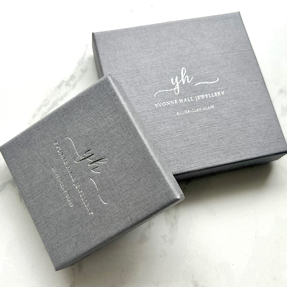 Silver Square Textured Drop Earrings - Image 7