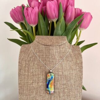 Sparkly Rainbow Necklace - Dichroic Fused Glass