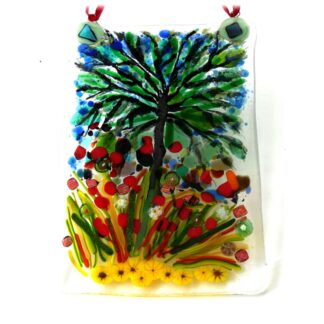Tree of Life Fused glass hanging picture impressionist