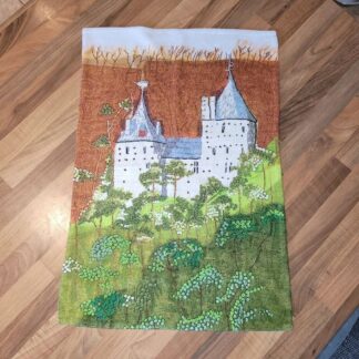 Castle coch embroidery printed tea towel 40 x 60 cm