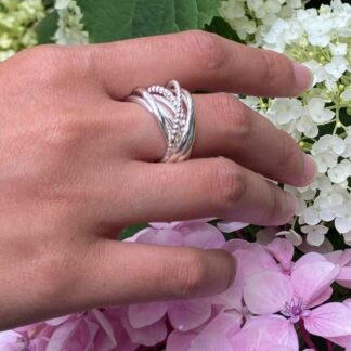 Sterling silver 8-band ring
