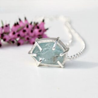 Rough aquamarine gemstone necklace