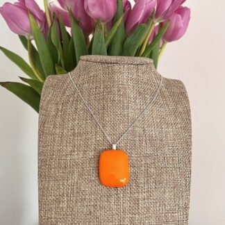 Large-bright-orange-fused-glass-necklace