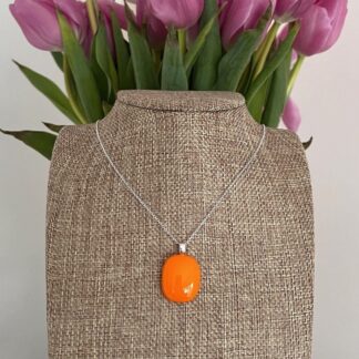 Small-bright-orange-fused-glass-pendant