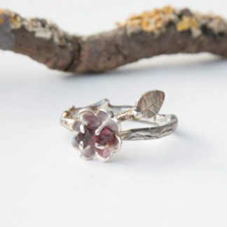 Silver garnet ring