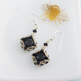 Silver and Black Art Deco Style Drop Earrings