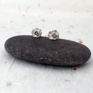 convertible recycled sterling silver flower and crystal stud earrings